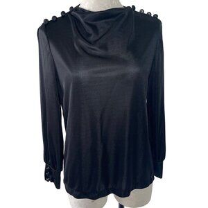 California West Set Vintage 1970s Womens Blouse Size Small Black Open Sleeve